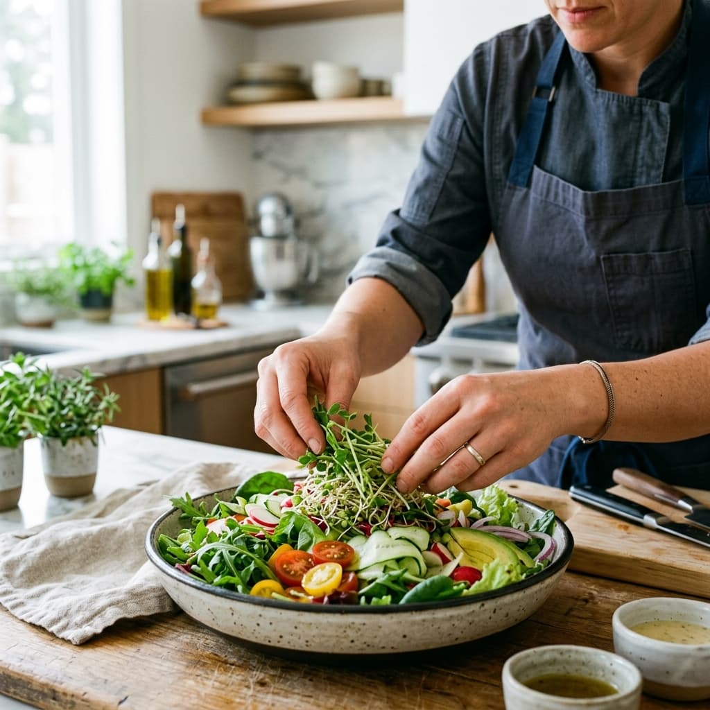 Chef prepping salad